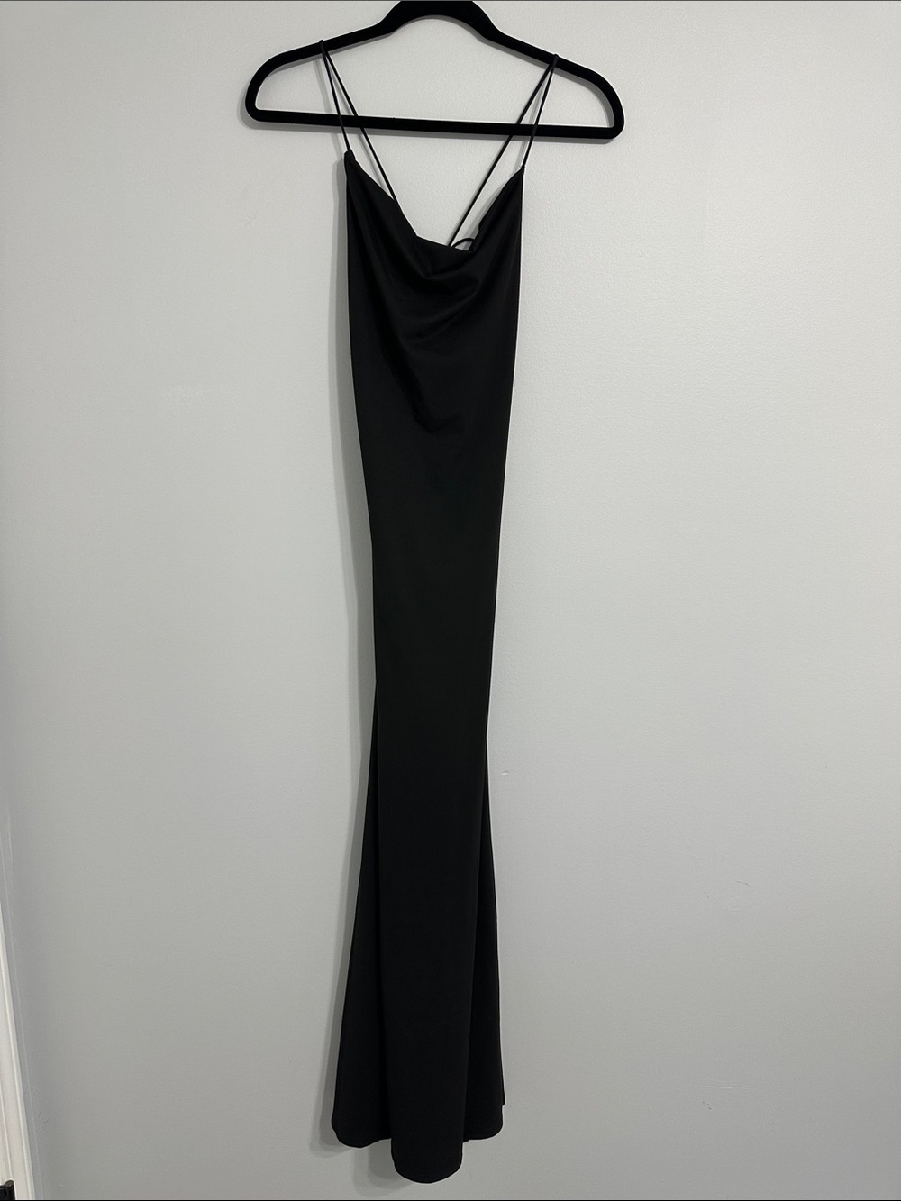 NWOT SHEIN Black Cowl Neck Backless Maxi Slip Dress